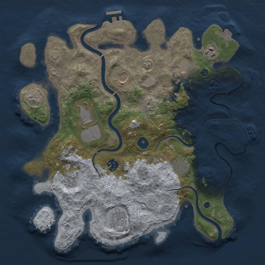 Rust Map: Procedural Map, Size: 3500, Seed: 4029182, 15 Monuments