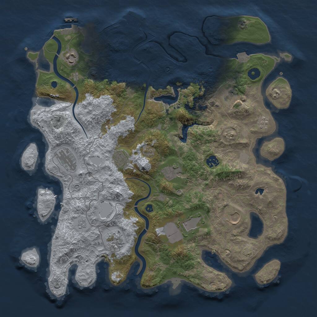 Rust Map: Procedural Map, Size: 4000, Seed: 344328, 16 Monuments