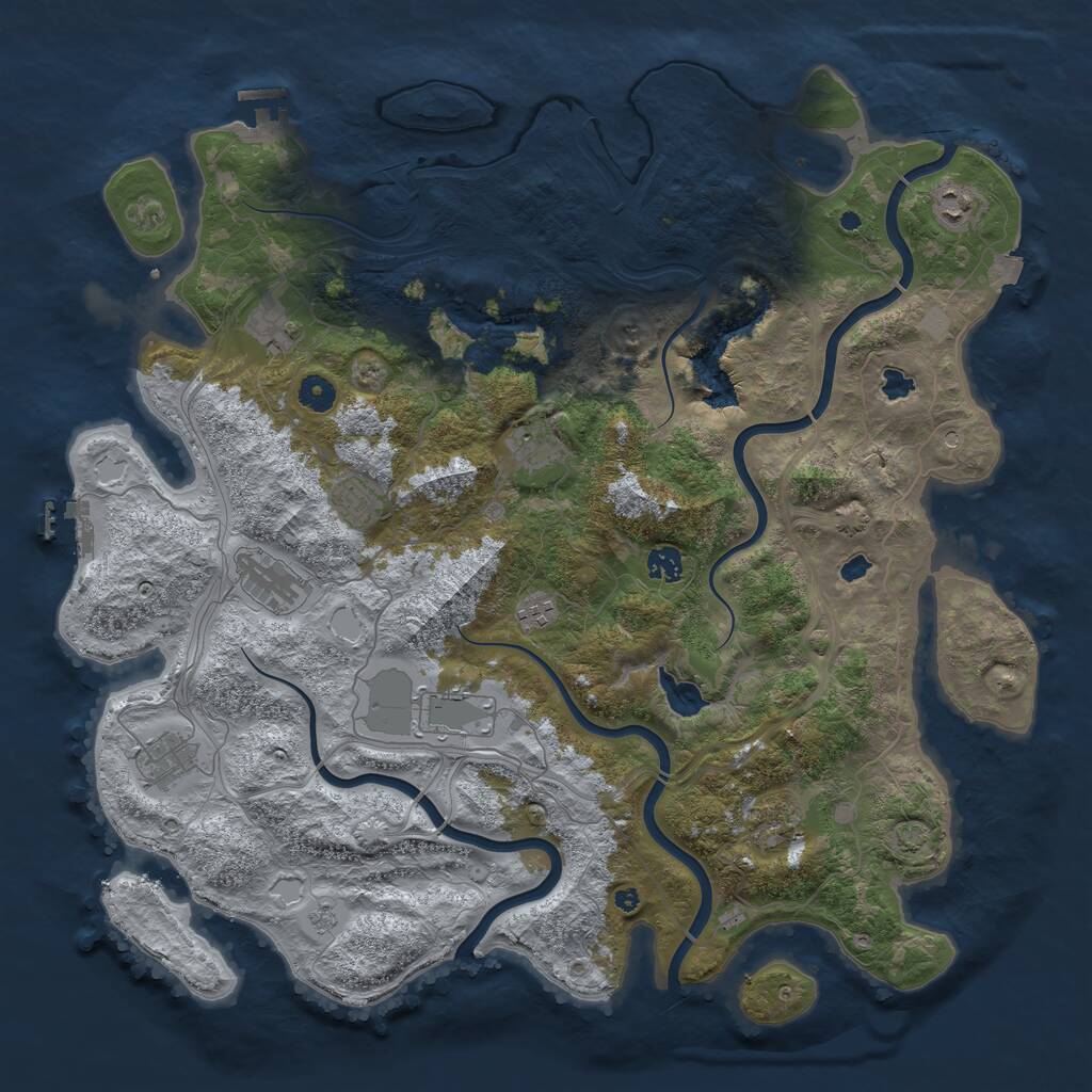 Rust Map: Procedural Map, Size: 4500, Seed: 1088259464, 16 Monuments
