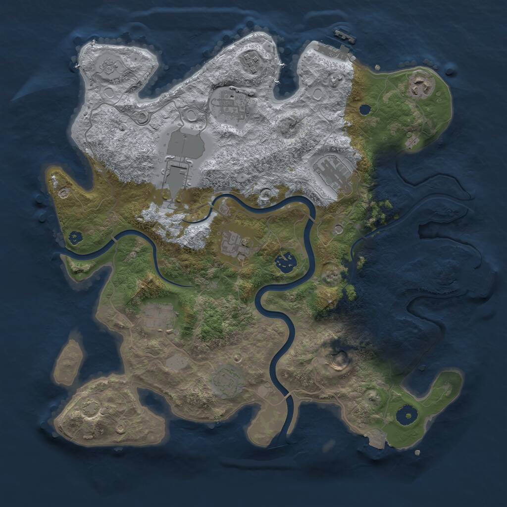 Rust Map: Procedural Map, Size: 3750, Seed: 149147176, 16 Monuments