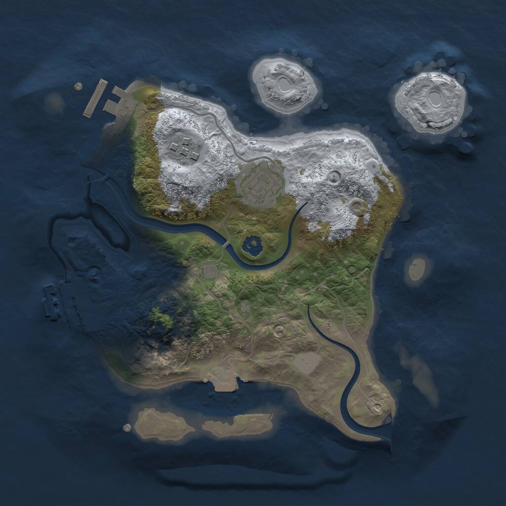Rust Map: Procedural Map, Size: 2500, Seed: 64697164, 5 Monuments