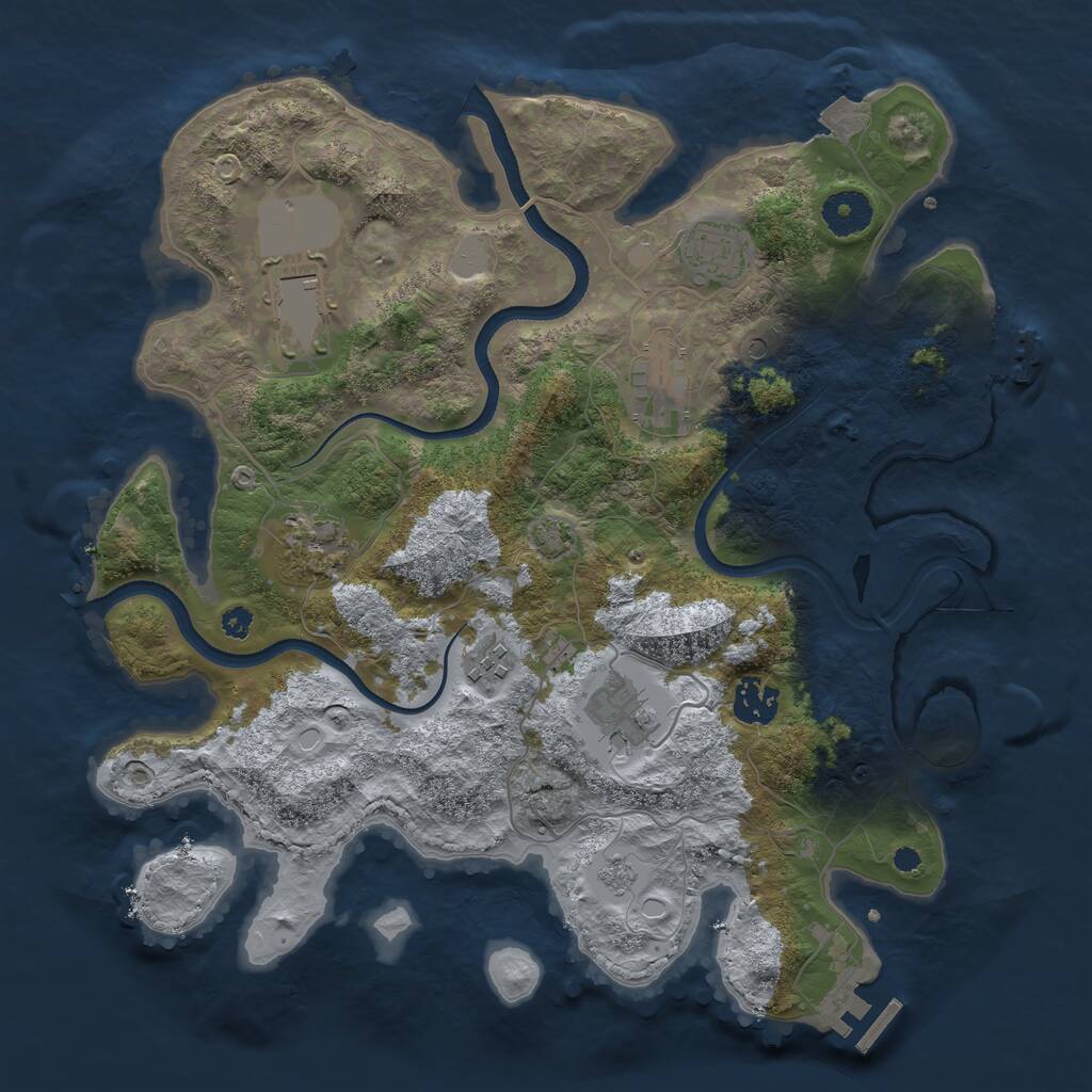 Rust Map: Procedural Map, Size: 3500, Seed: 797526479, 13 Monuments