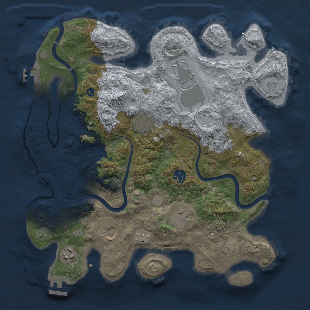 Rust Map: Procedural Map, Size: 3500, Seed: 1322558482, 14 Monuments