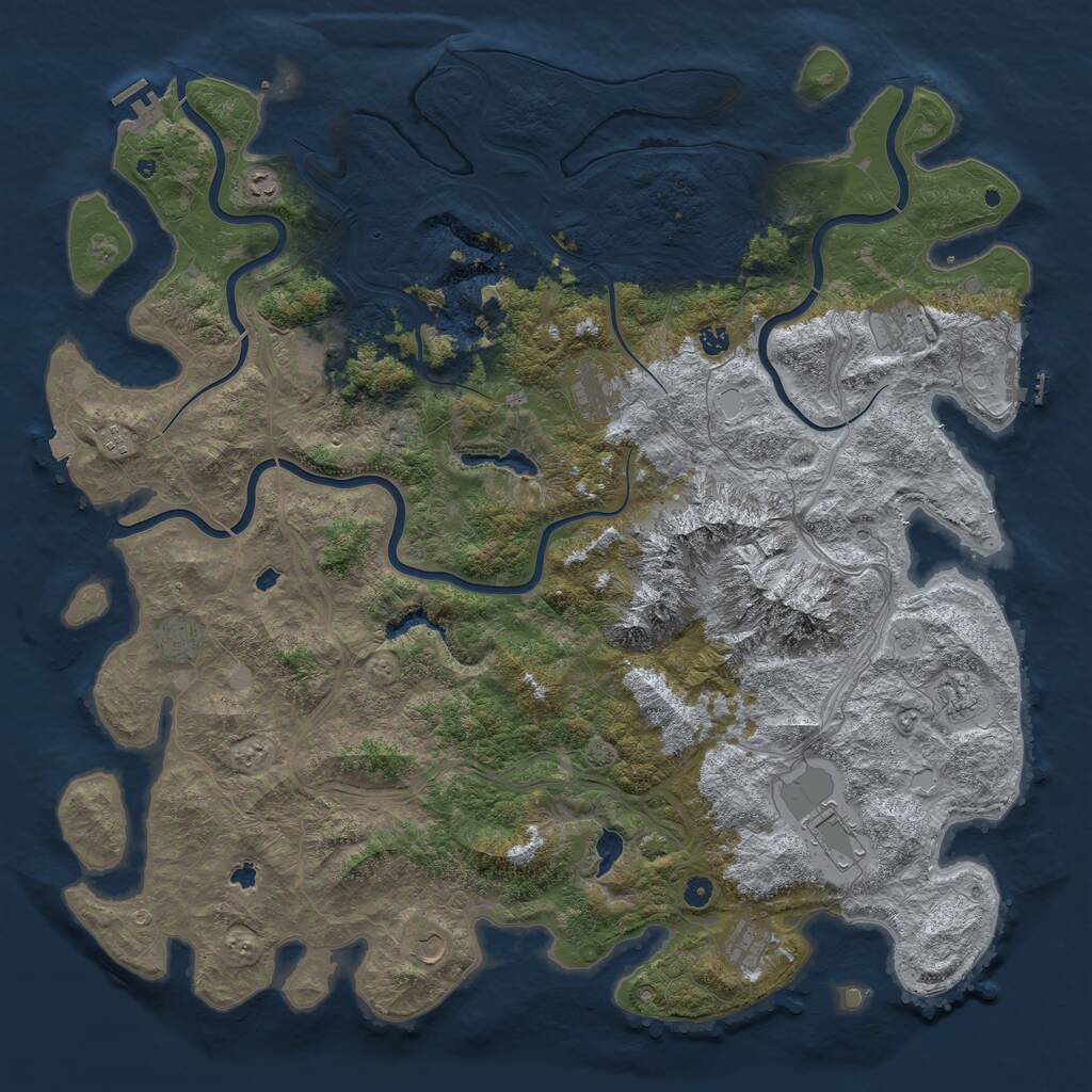 Rust Map: Procedural Map, Size: 5500, Seed: 74, 17 Monuments