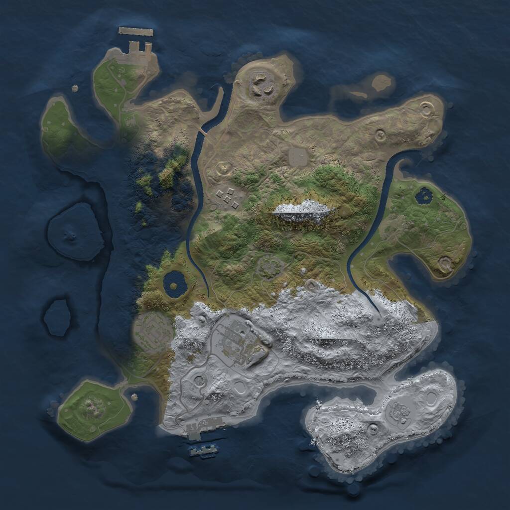 Rust Map: Procedural Map, Size: 3000, Seed: 1396261648, 10 Monuments