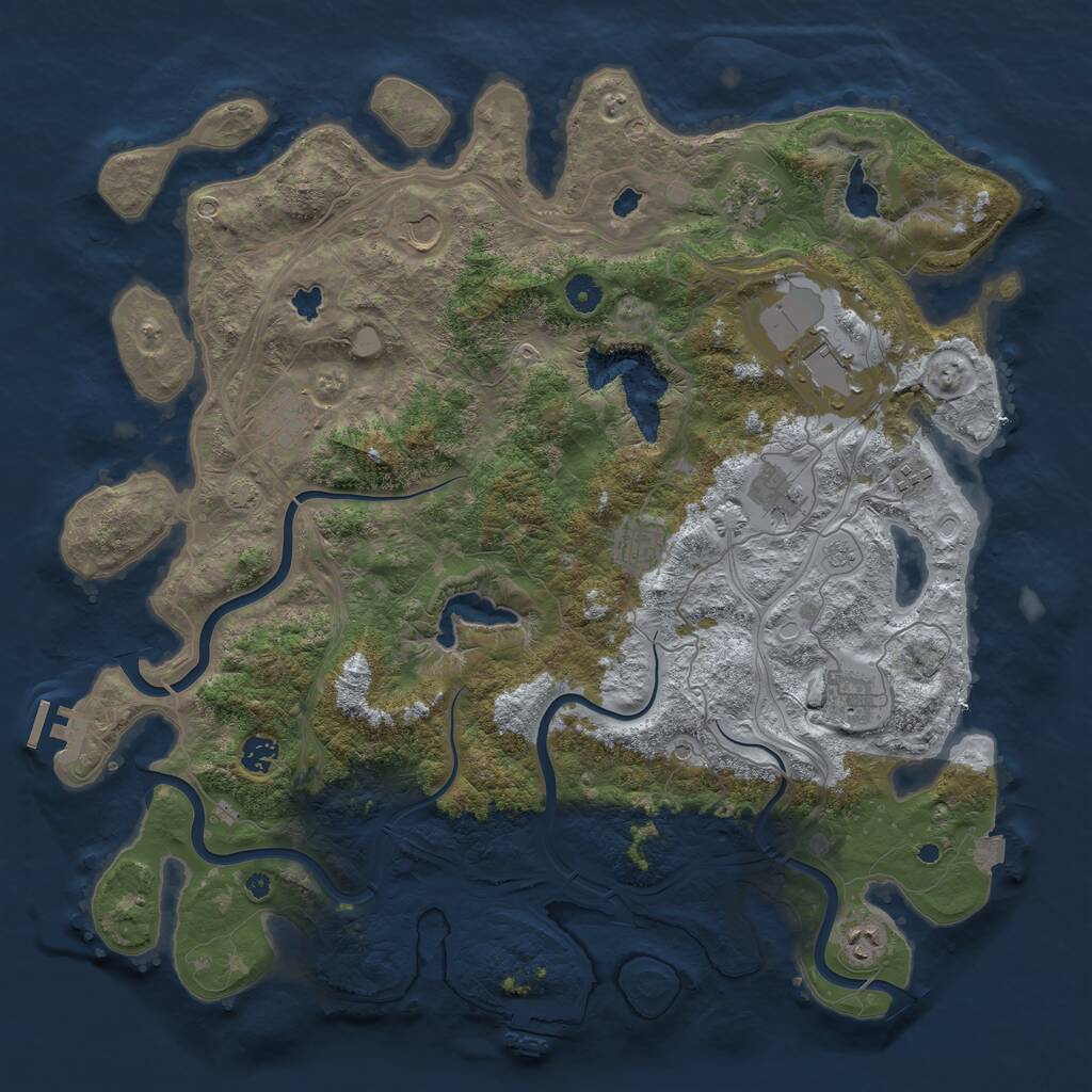 Rust Map: Procedural Map, Size: 4500, Seed: 90304, 16 Monuments