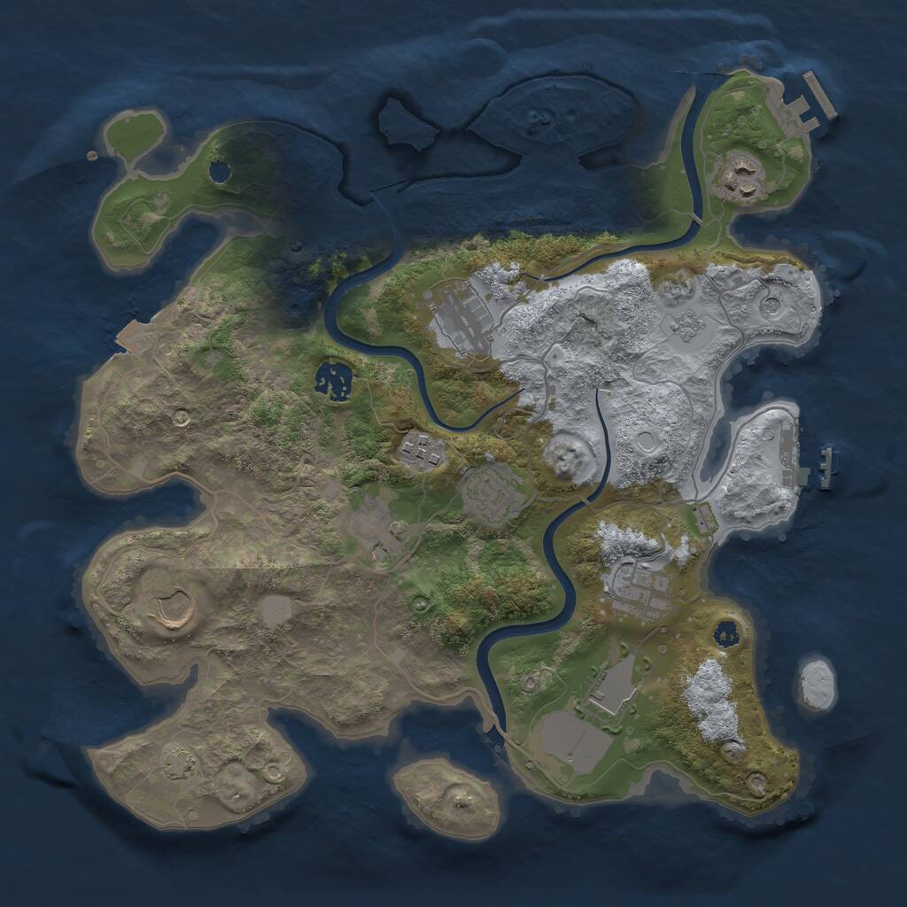 Rust Map: Procedural Map, Size: 3500, Seed: 1919518406, 15 Monuments