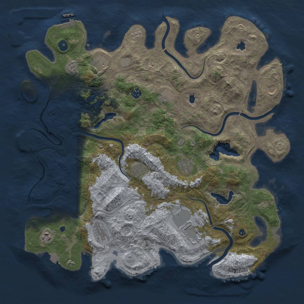 Rust Map: Procedural Map, Size: 4500, Seed: 820500324, 16 Monuments