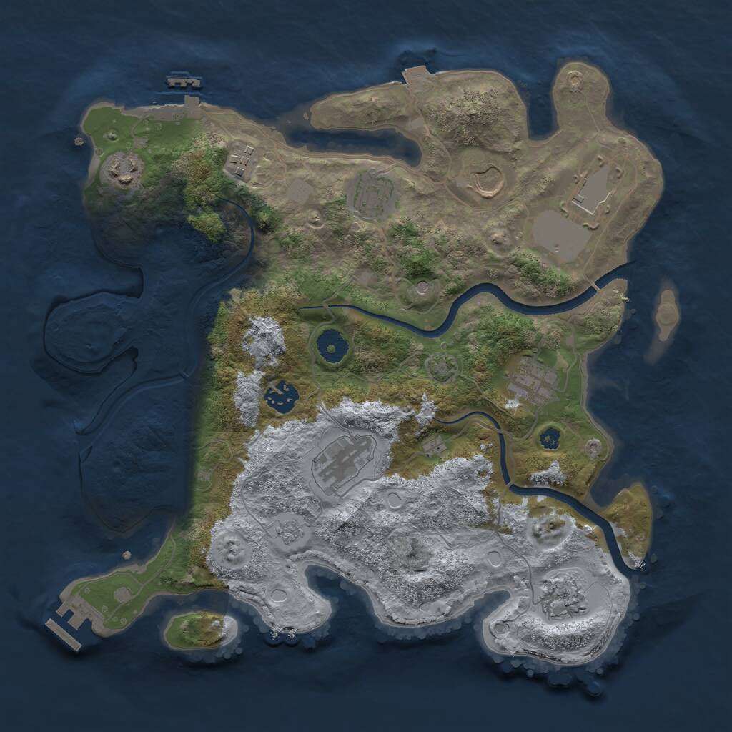 Rust Map: Procedural Map, Size: 3500, Seed: 779715687, 15 Monuments