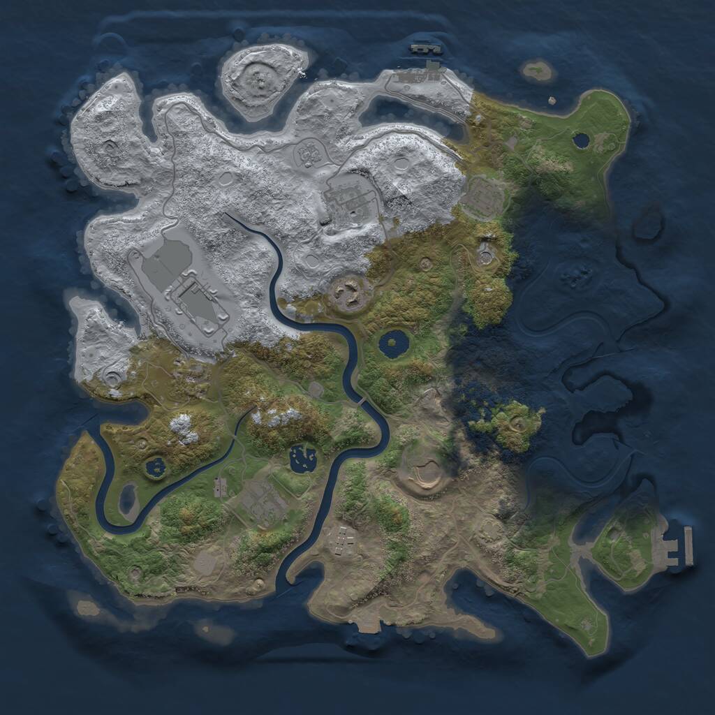 Rust Map: Procedural Map, Size: 3750, Seed: 1970911642, 15 Monuments