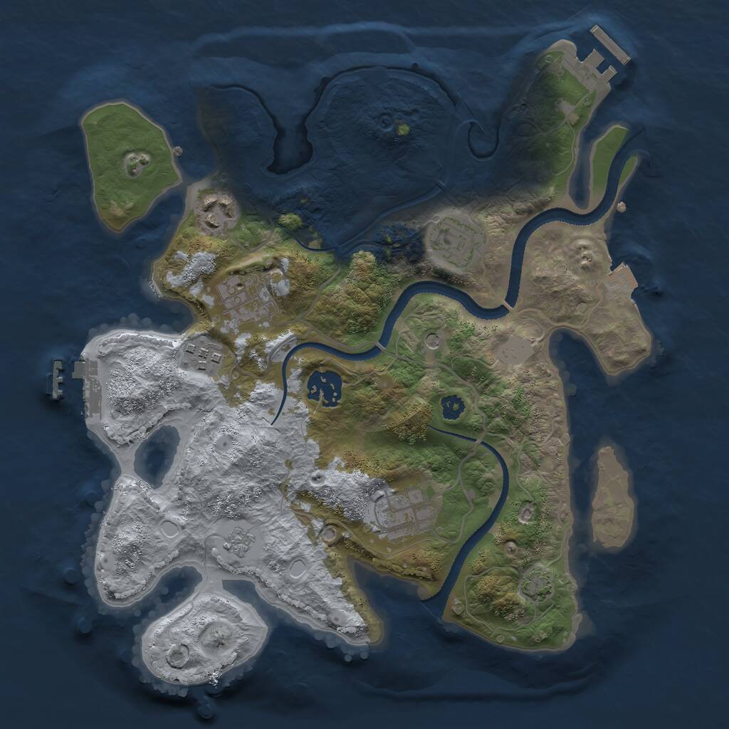 Rust Map: Procedural Map, Size: 3000, Seed: 1225442247, 12 Monuments