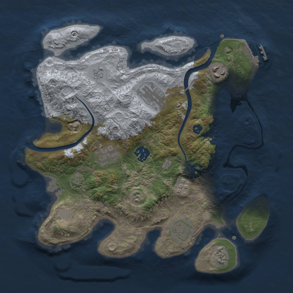 Rust Map: Procedural Map, Size: 3000, Seed: 1168086037, 10 Monuments