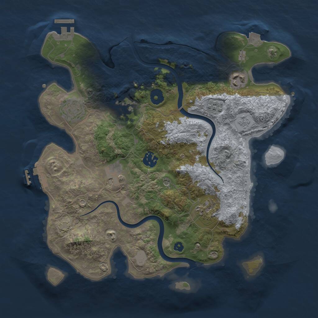 Rust Map: Procedural Map, Size: 3250, Seed: 884466215, 13 Monuments