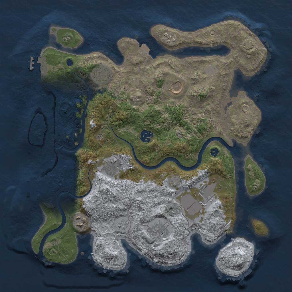 Rust Map: Procedural Map, Size: 3500, Seed: 431763636, 14 Monuments