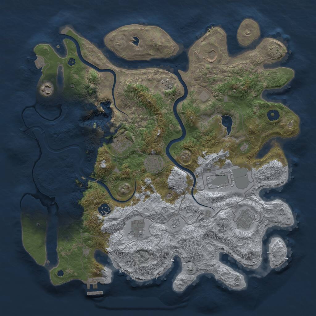 Rust Map: Procedural Map, Size: 4000, Seed: 1942582477, 14 Monuments