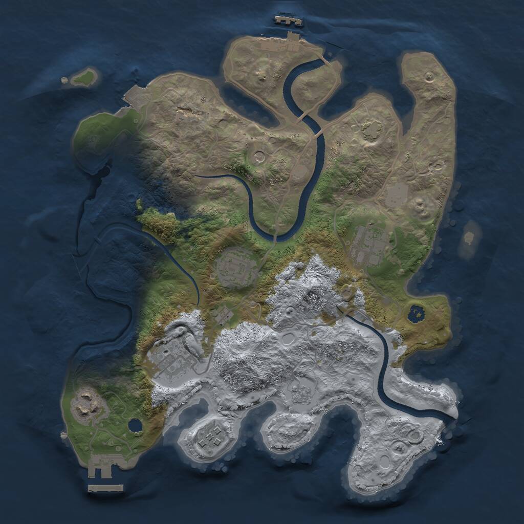 Rust Map: Procedural Map, Size: 3000, Seed: 1893534234, 11 Monuments