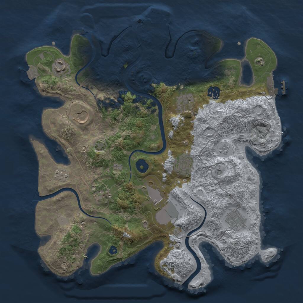 Rust Map: Procedural Map, Size: 3500, Seed: 17623, 15 Monuments
