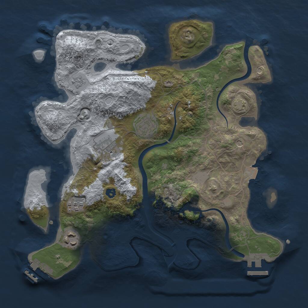Rust Map: Procedural Map, Size: 3000, Seed: 982943928, 10 Monuments