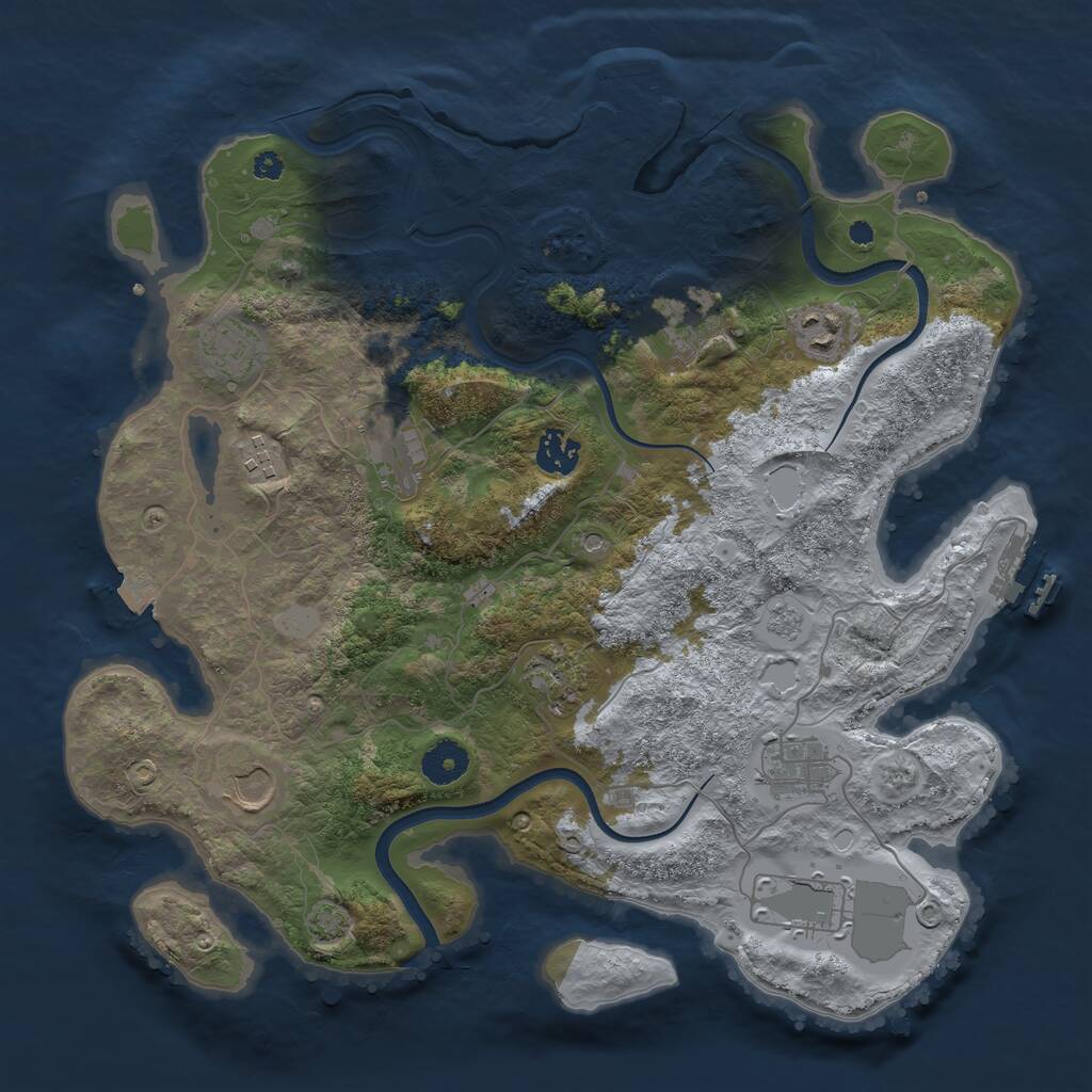 Rust Map: Procedural Map, Size: 3700, Seed: 1874170828, 16 Monuments