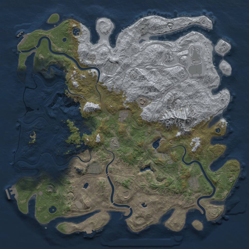 Rust Map: Procedural Map, Size: 5000, Seed: 1593963631, 16 Monuments