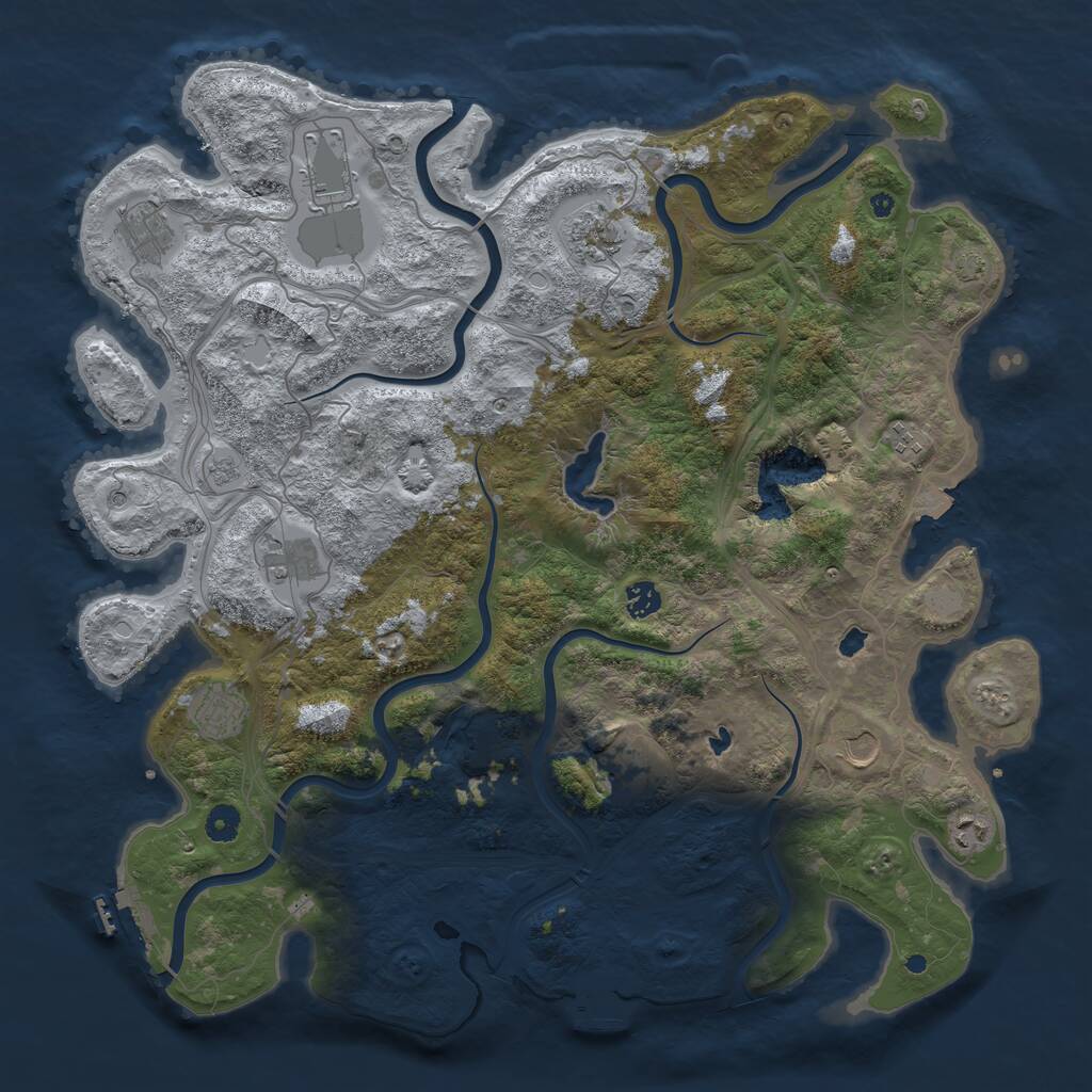 Rust Map: Procedural Map, Size: 4500, Seed: 983005300, 16 Monuments