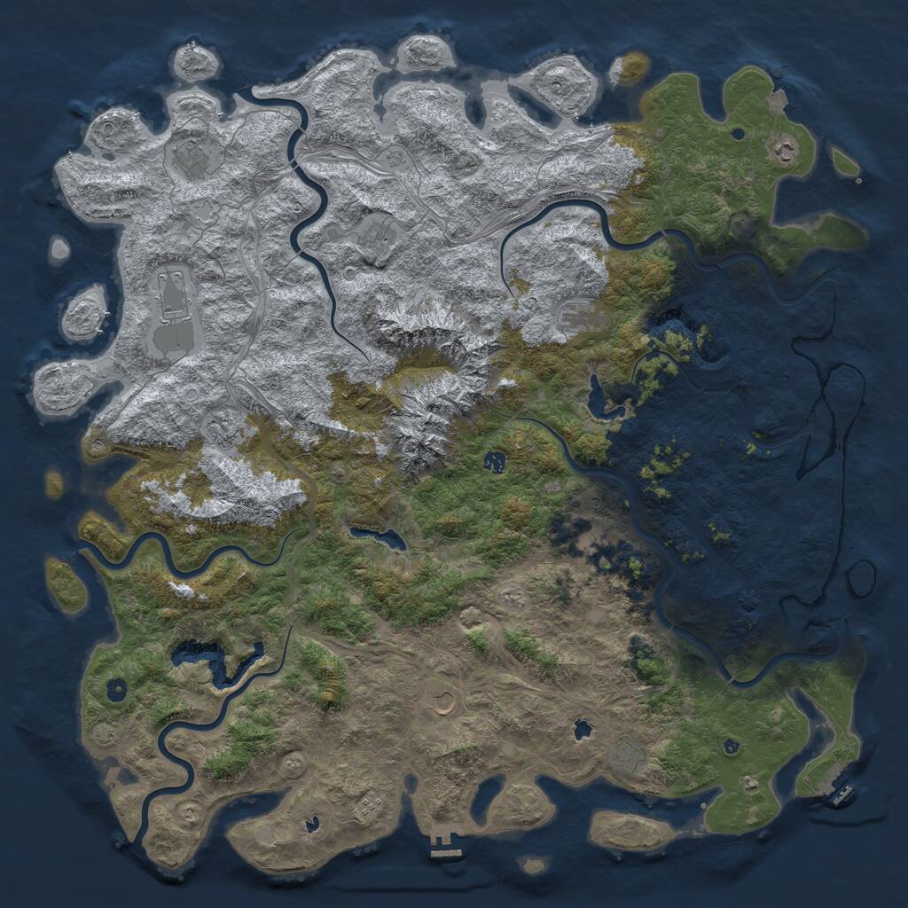 Rust Map: Procedural Map, Size: 6000, Seed: 133792, 17 Monuments