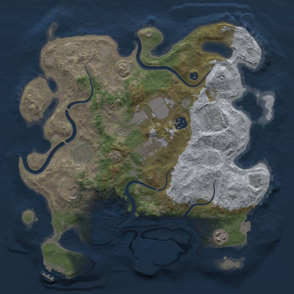Rust Map: Procedural Map, Size: 3500, Seed: 241653763, 14 Monuments