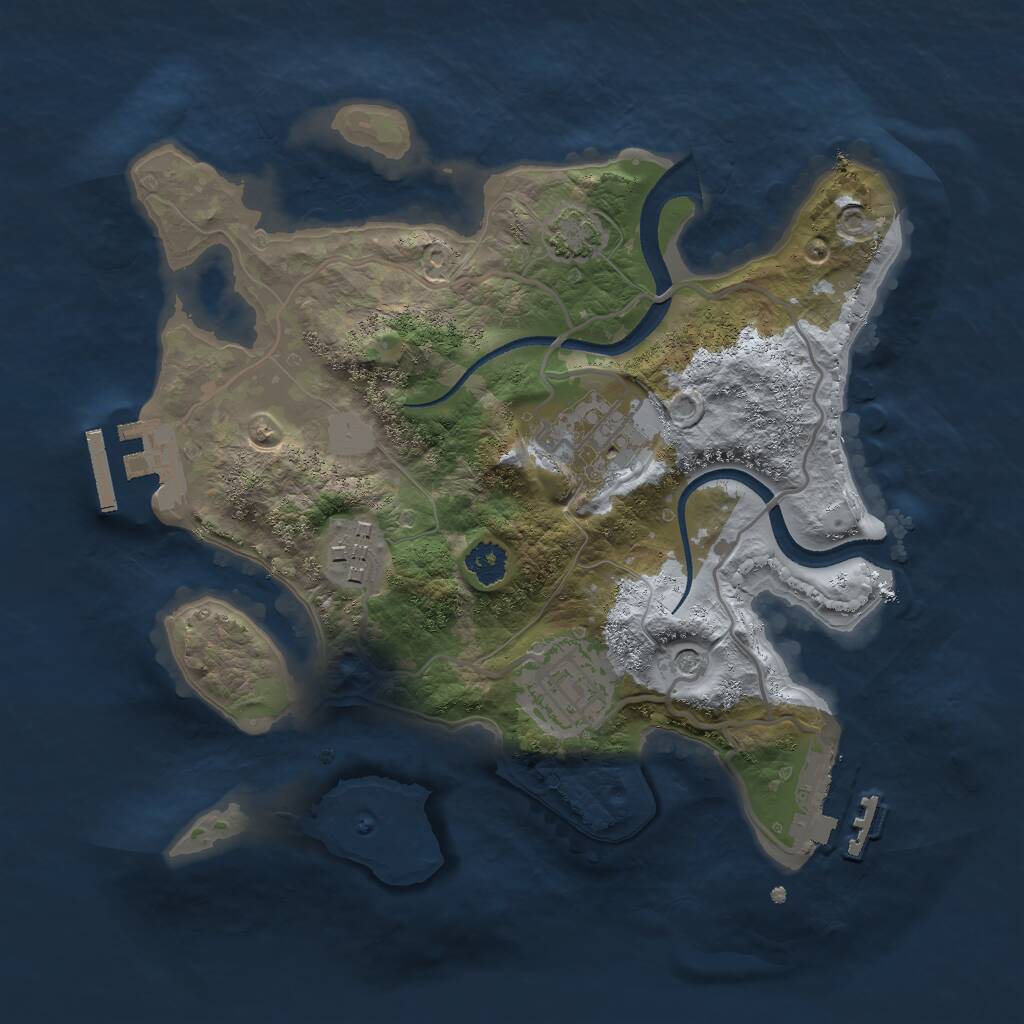 Rust Map: Procedural Map, Size: 2500, Seed: 77495088, 8 Monuments