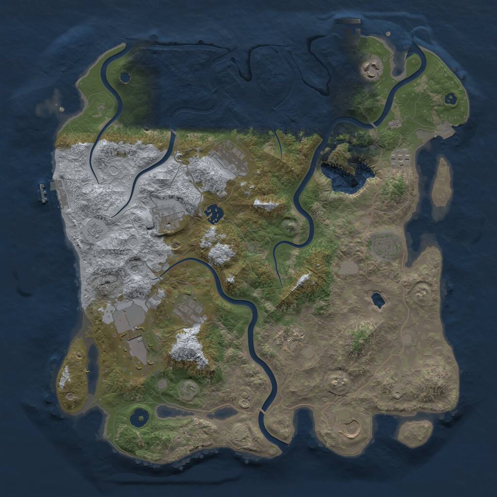 Rust Map: Procedural Map, Size: 4050, Seed: 1228168524, 16 Monuments