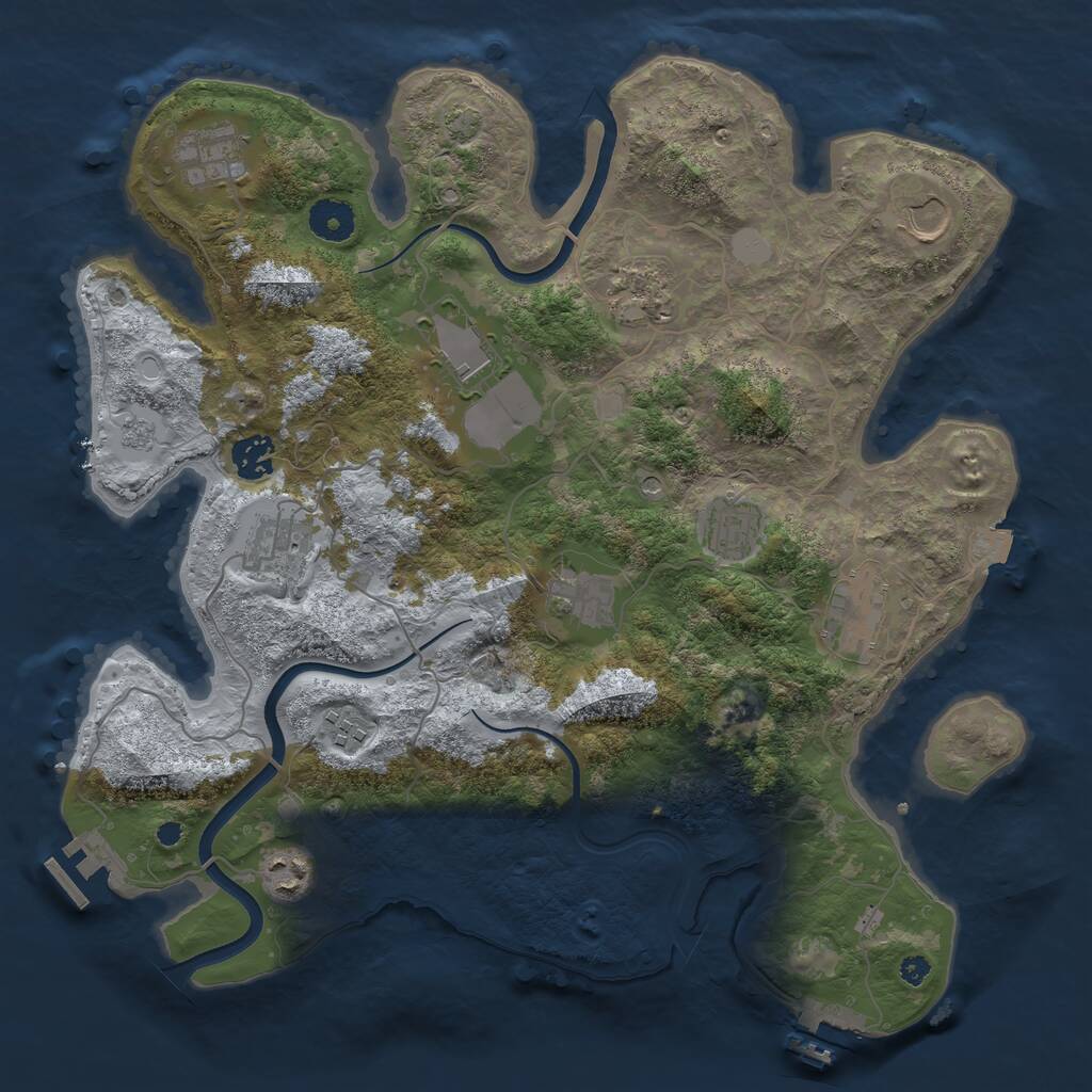 Rust Map: Procedural Map, Size: 3700, Seed: 54877, 17 Monuments
