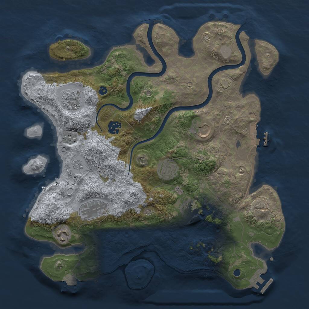 Rust Map: Procedural Map, Size: 3500, Seed: 884669923, 14 Monuments