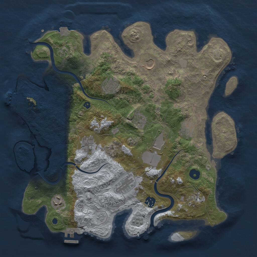 Rust Map: Procedural Map, Size: 3700, Seed: 1534223125, 17 Monuments