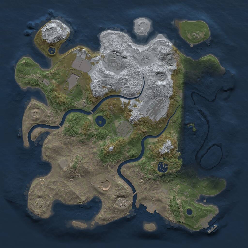 Rust Map: Procedural Map, Size: 3500, Seed: 1054141159, 13 Monuments