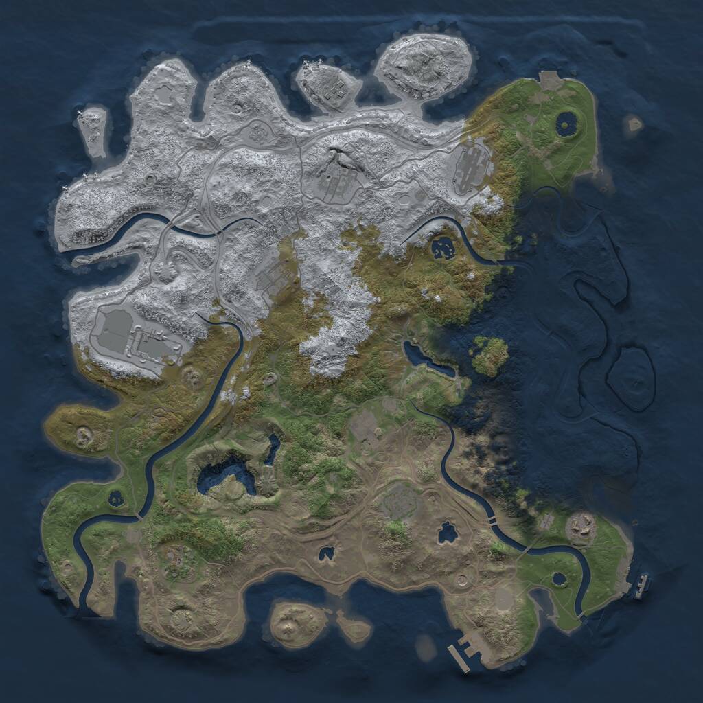 Rust Map: Procedural Map, Size: 4500, Seed: 218084100, 16 Monuments