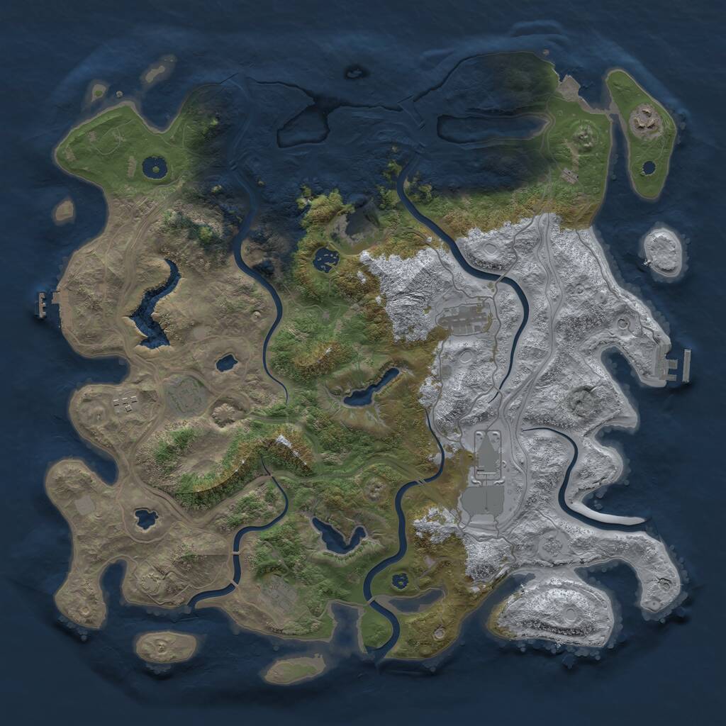 Rust Map: Procedural Map, Size: 4500, Seed: 1162931564, 14 Monuments
