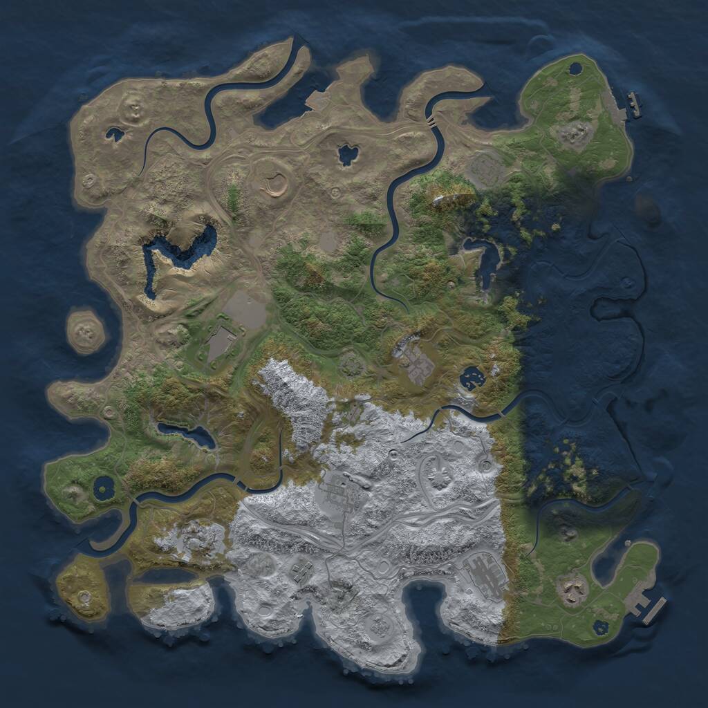 Rust Map: Procedural Map, Size: 4500, Seed: 1986841831, 16 Monuments