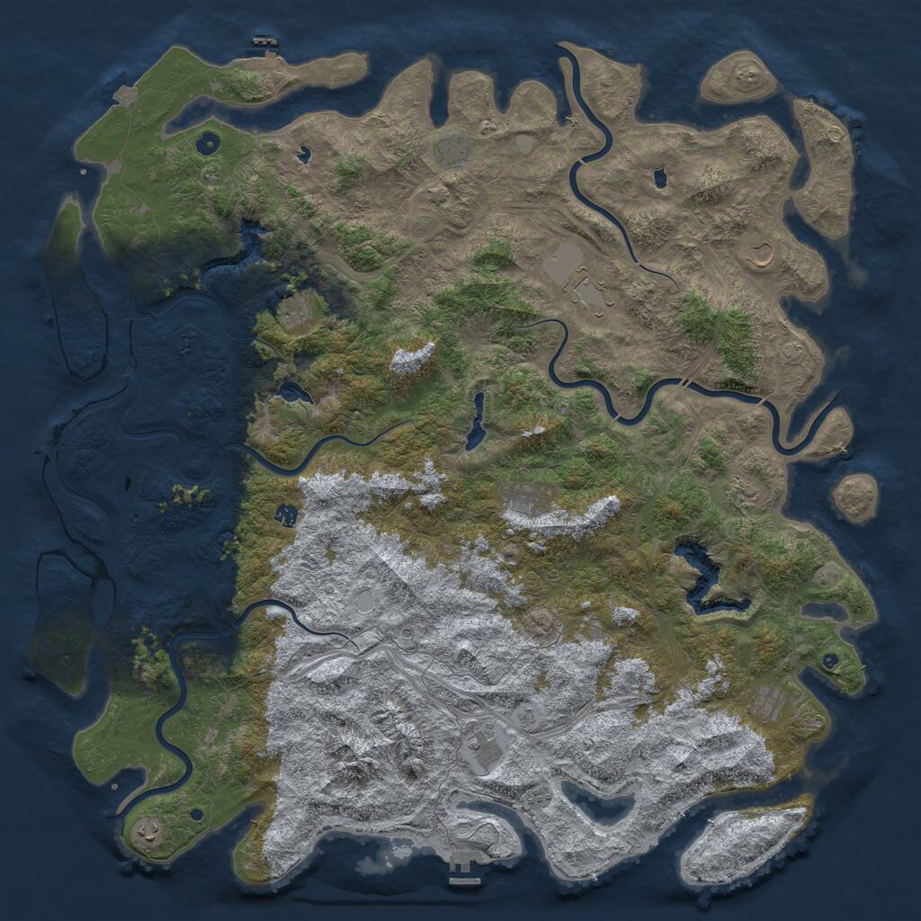 Rust Map: Procedural Map, Size: 6000, Seed: 1780575000, 17 Monuments