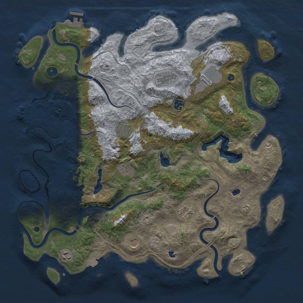 Rust Map: Procedural Map, Size: 4500, Seed: 1369973904, 15 Monuments