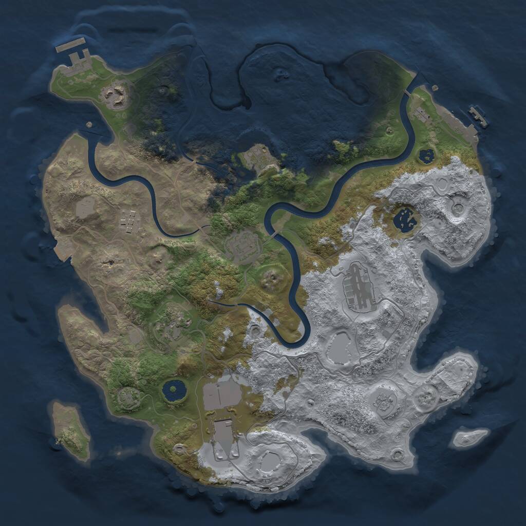 Rust Map: Procedural Map, Size: 3500, Seed: 1339647485, 14 Monuments