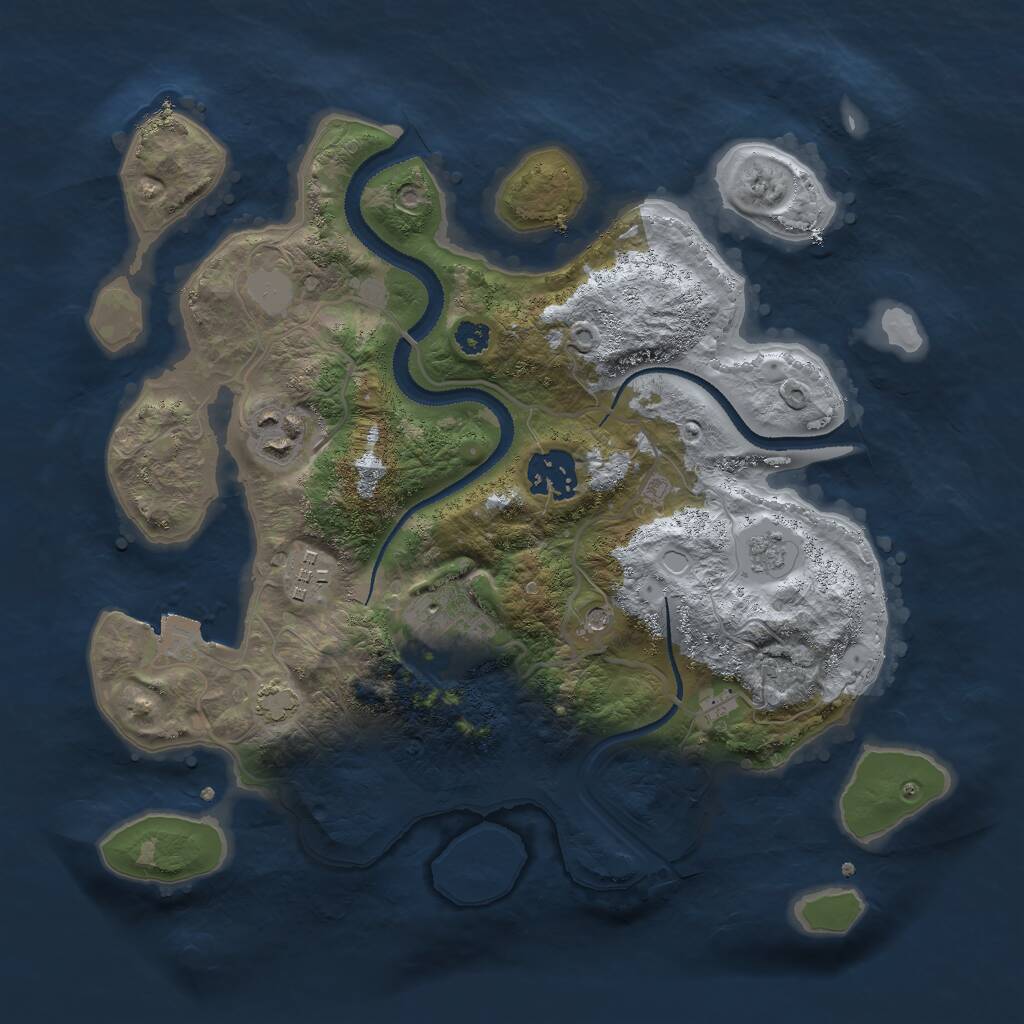 Rust Map: Procedural Map, Size: 3000, Seed: 1350178576, 8 Monuments