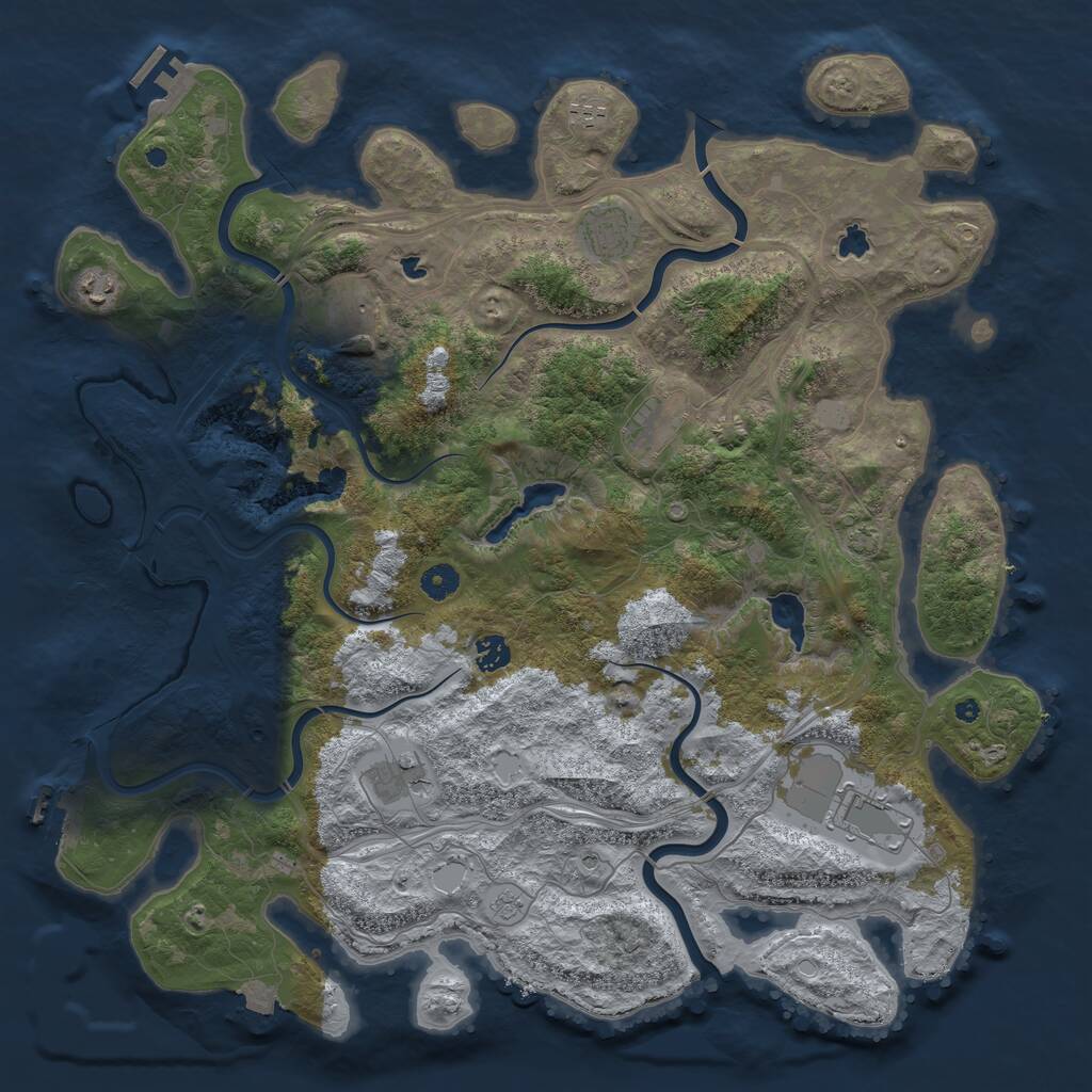 Rust Map: Procedural Map, Size: 4500, Seed: 445417735, 14 Monuments