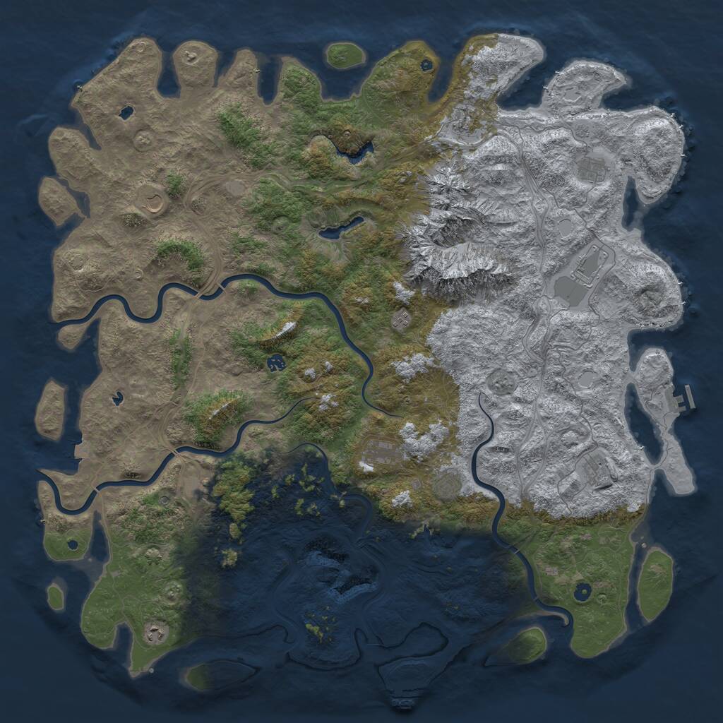 Rust Map: Procedural Map, Size: 6000, Seed: 12575390, 17 Monuments