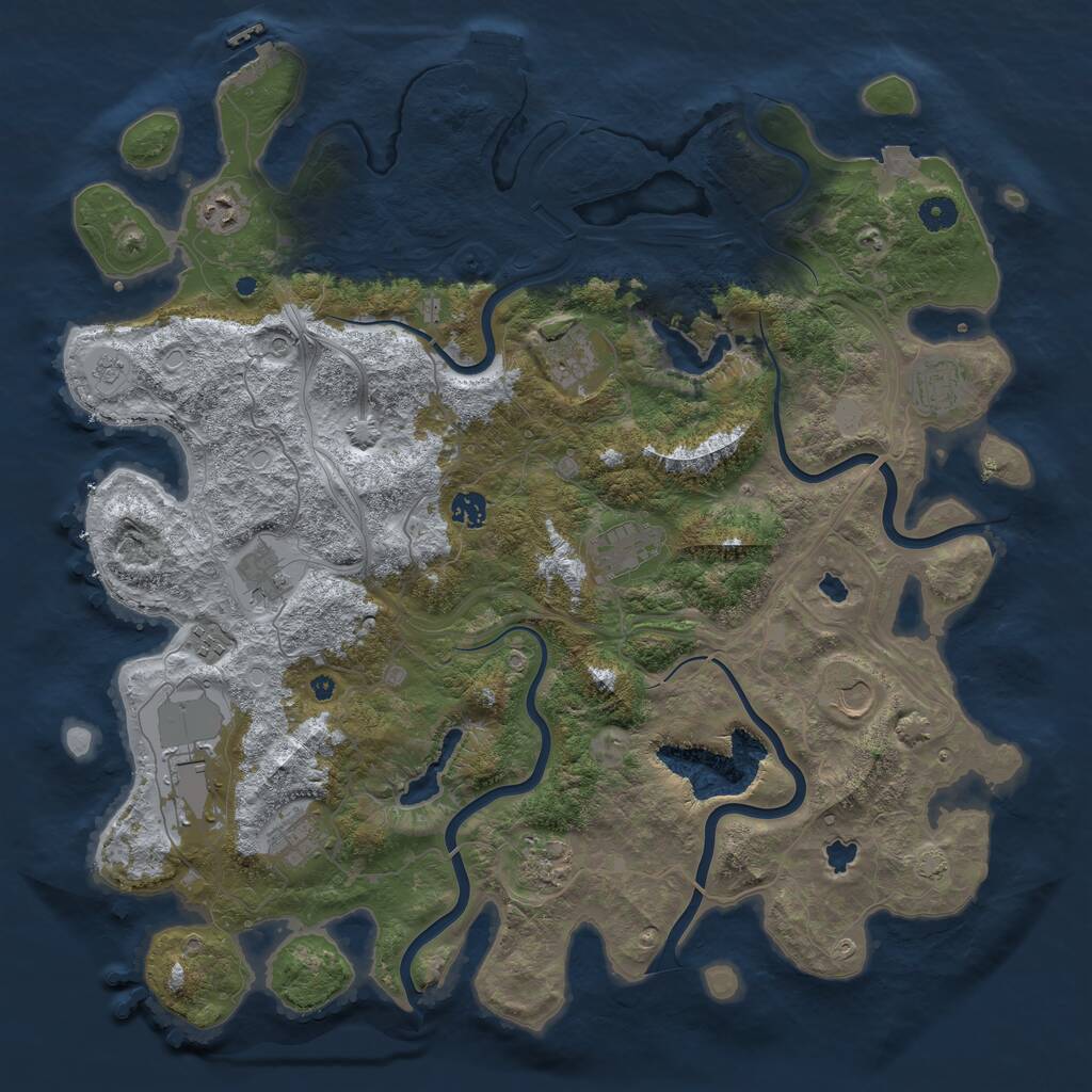Rust Map: Procedural Map, Size: 4500, Seed: 70337341, 17 Monuments
