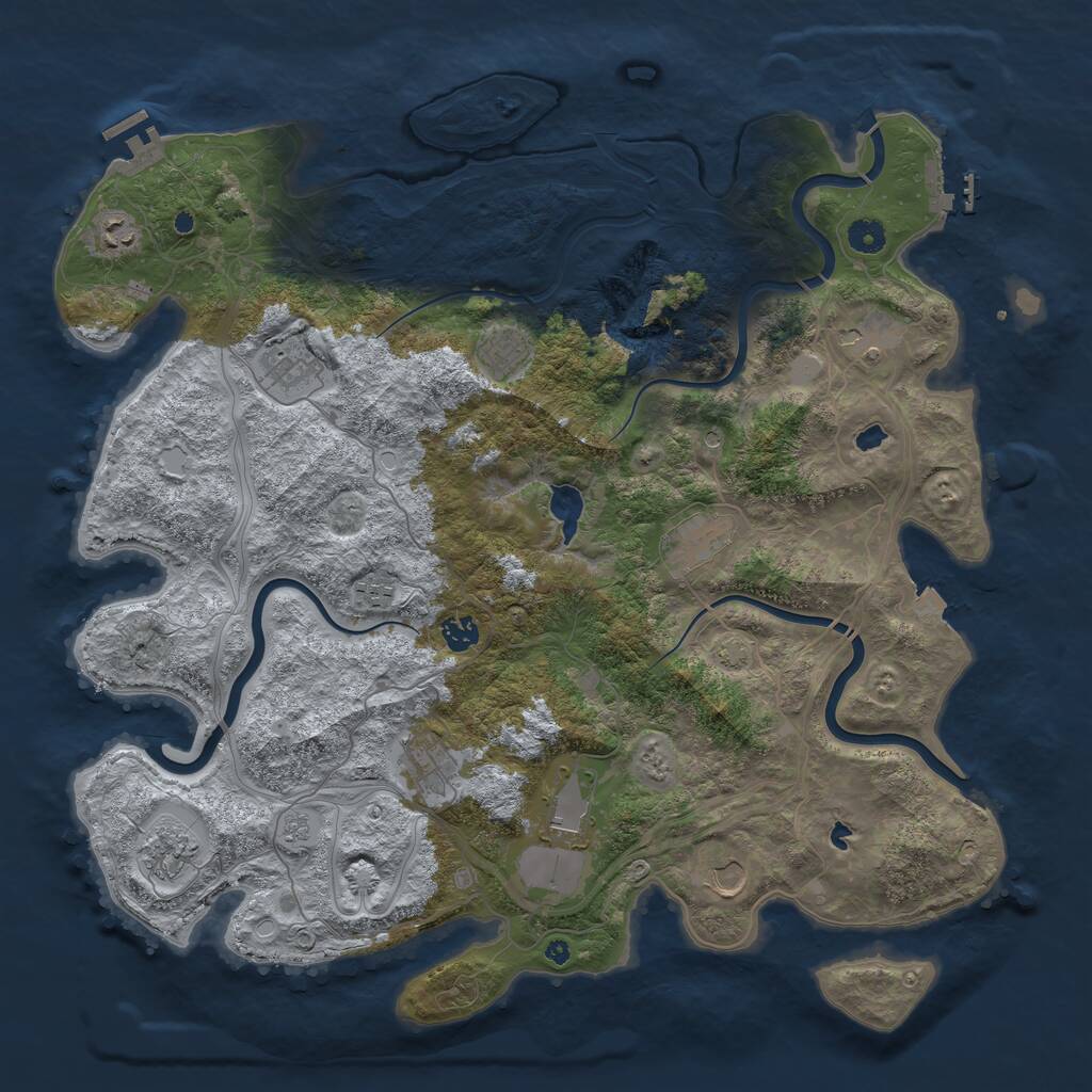 Rust Map: Procedural Map, Size: 4500, Seed: 2095497583, 17 Monuments