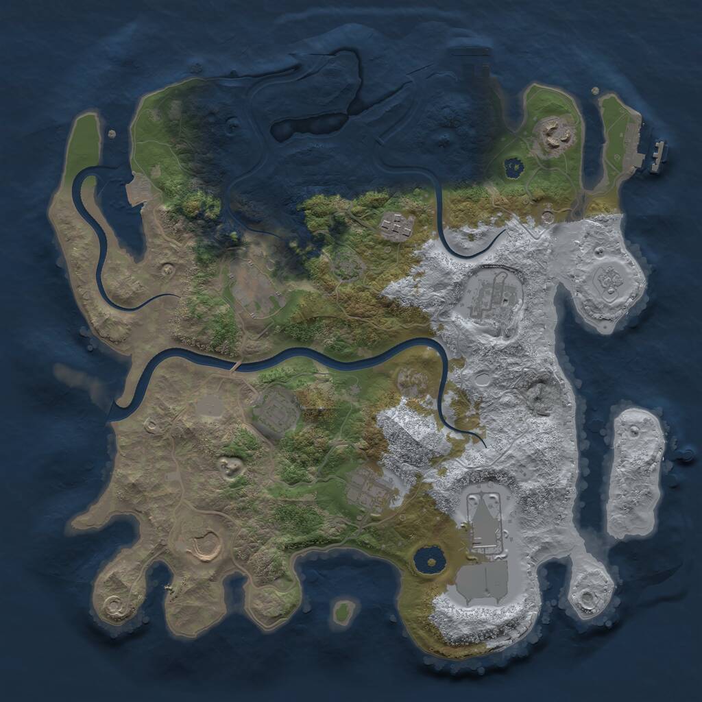 Rust Map: Procedural Map, Size: 3500, Seed: 571338901, 14 Monuments