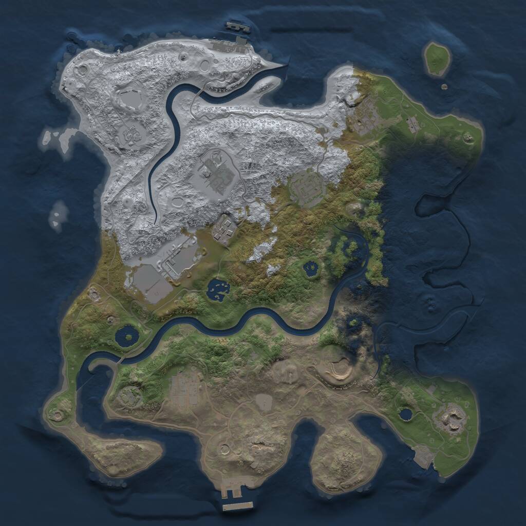 Rust Map: Procedural Map, Size: 3500, Seed: 2085512, 15 Monuments
