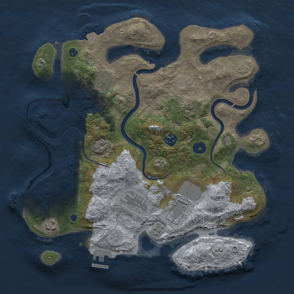 Rust Map: Procedural Map, Size: 3500, Seed: 442092, 13 Monuments