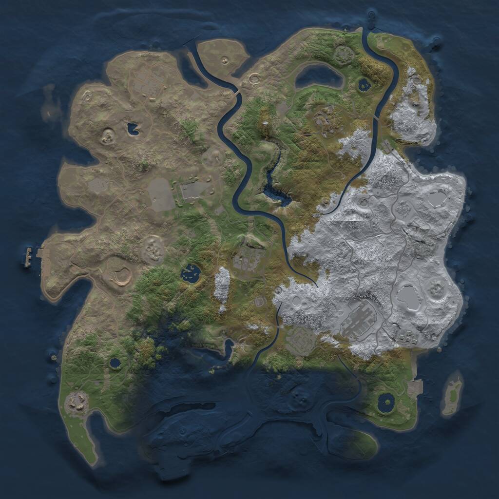 Rust Map: Procedural Map, Size: 4000, Seed: 279048409, 16 Monuments