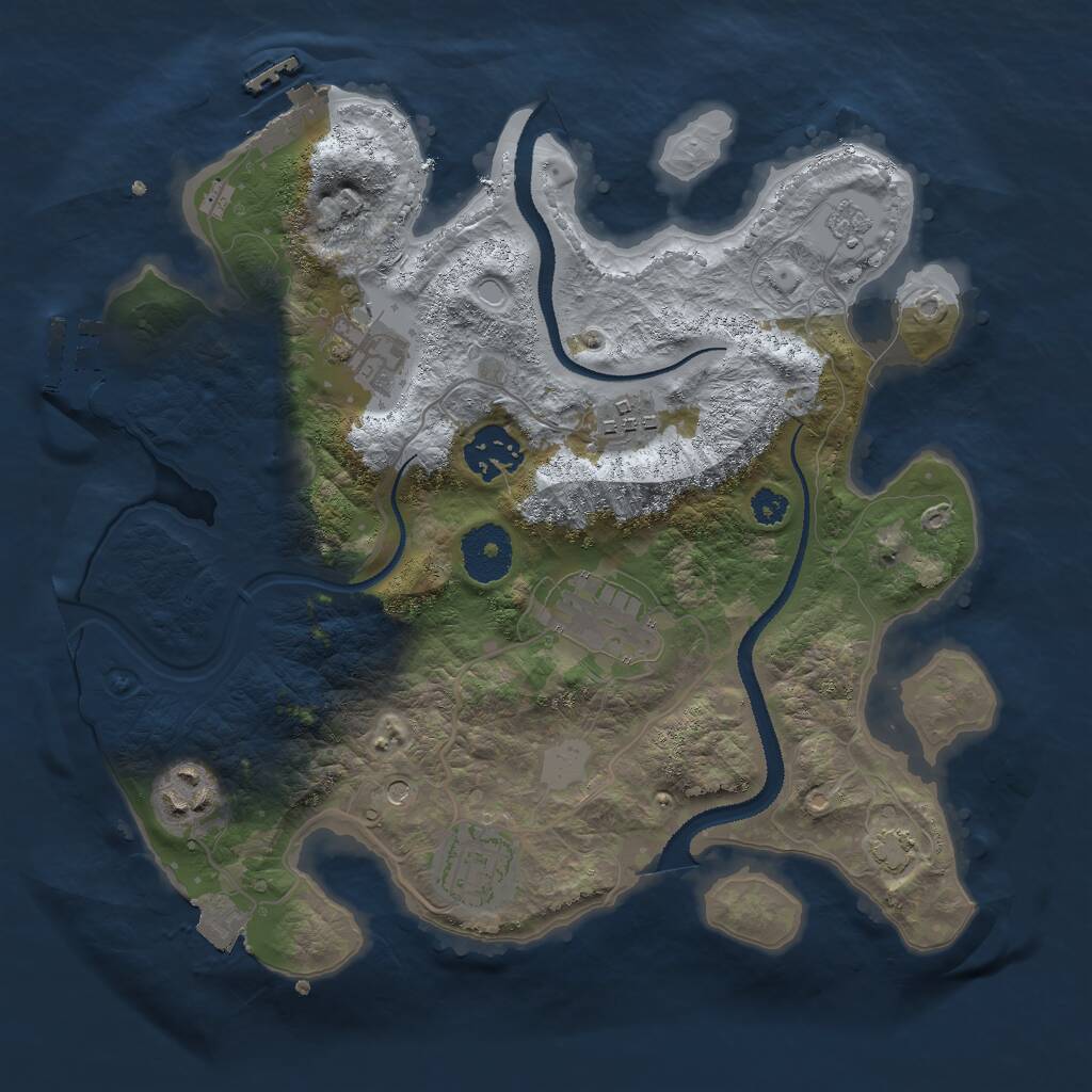 Rust Map: Procedural Map, Size: 3000, Seed: 363147444, 12 Monuments