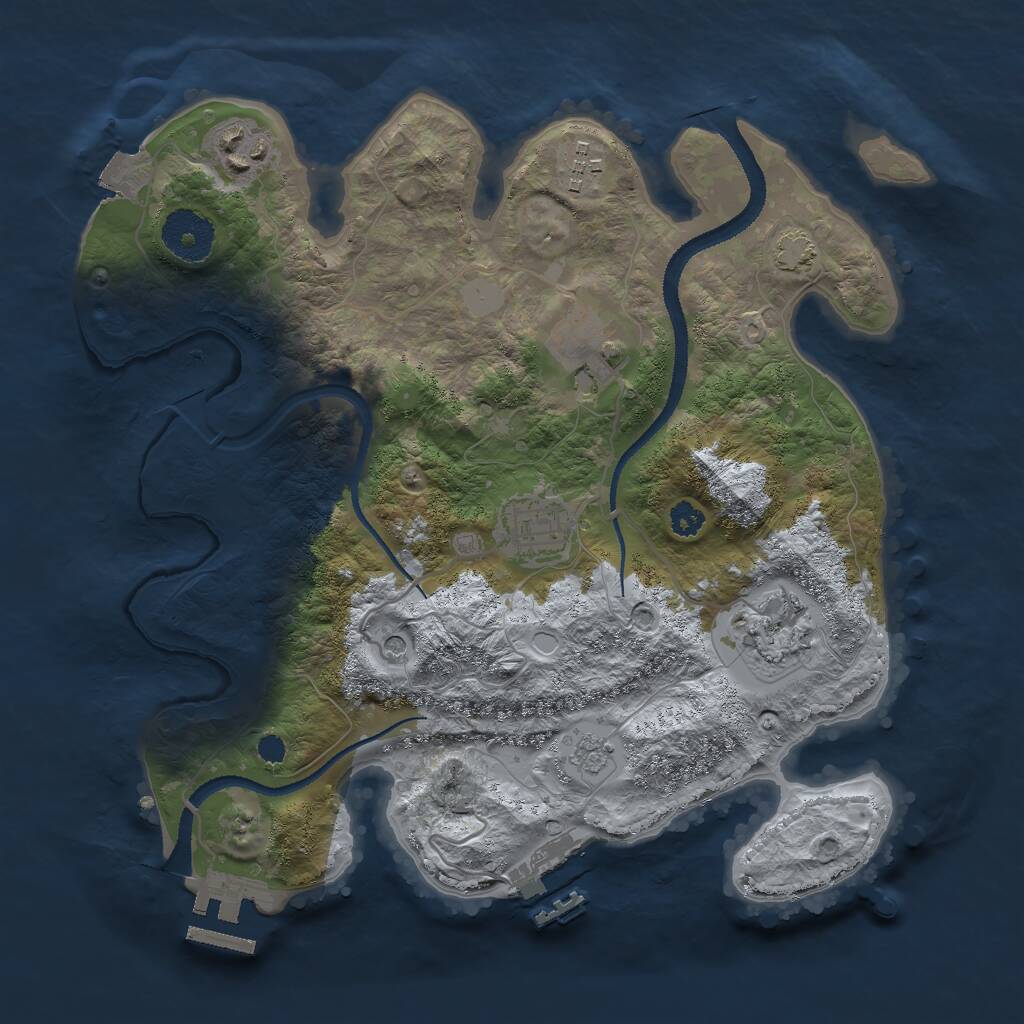 Rust Map: Procedural Map, Size: 3000, Seed: 21520, 11 Monuments